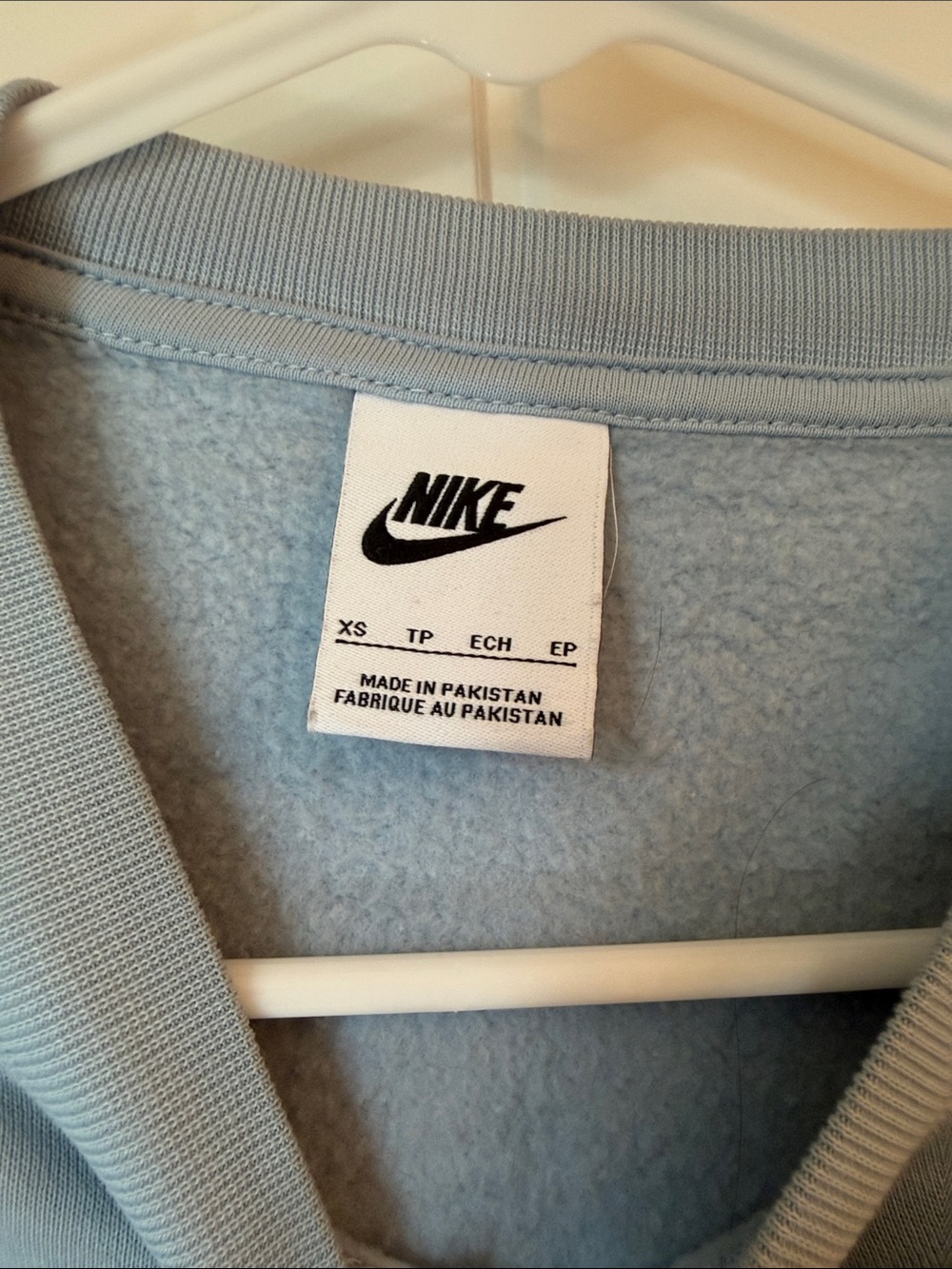 Nike Pastel Blue Cropped Crew Sweatshirt with White Swoosh - Picture 3 of 3
